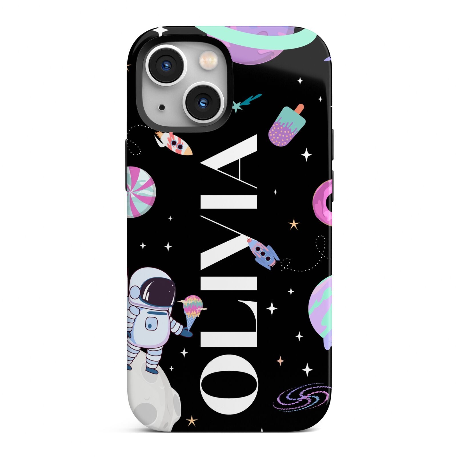 Sweet Treats in Space with Name iPhone 13 Mini Full Wrap 3D Tough Case