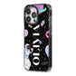 Sweet Treats in Space with Name iPhone 13 Pro Black Impact Case Side Angle on Silver phone
