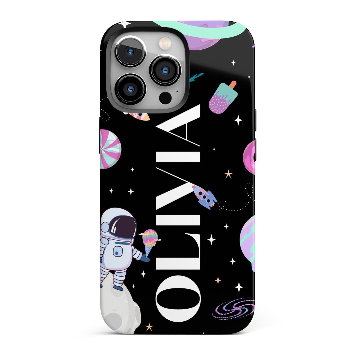 Sweet Treats in Space with Name iPhone 13 Pro Full Wrap 3D Tough Case