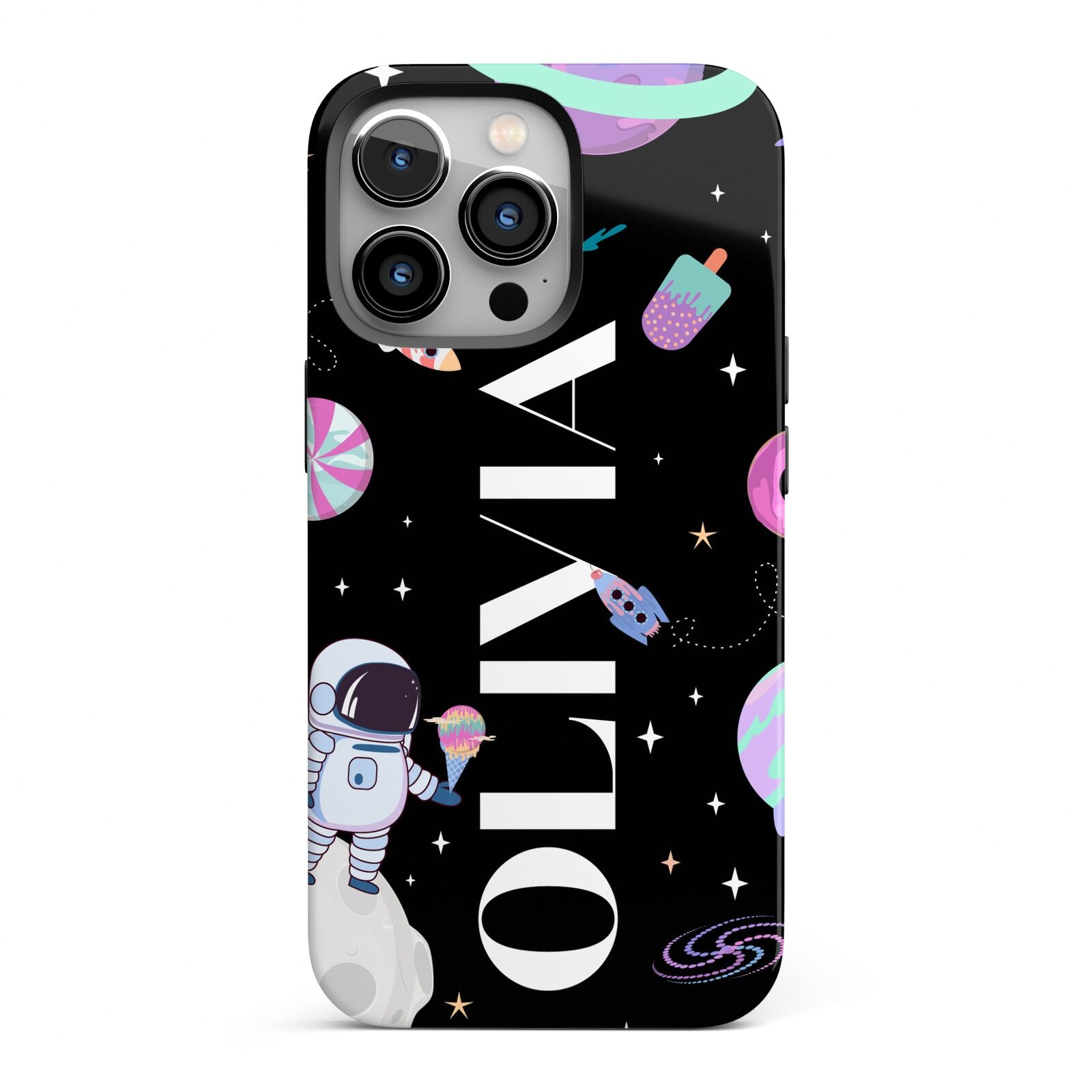 Sweet Treats in Space with Name iPhone 13 Pro Full Wrap 3D Tough Case