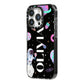 Sweet Treats in Space with Name iPhone 14 Pro Black Impact Case Side Angle on Silver phone