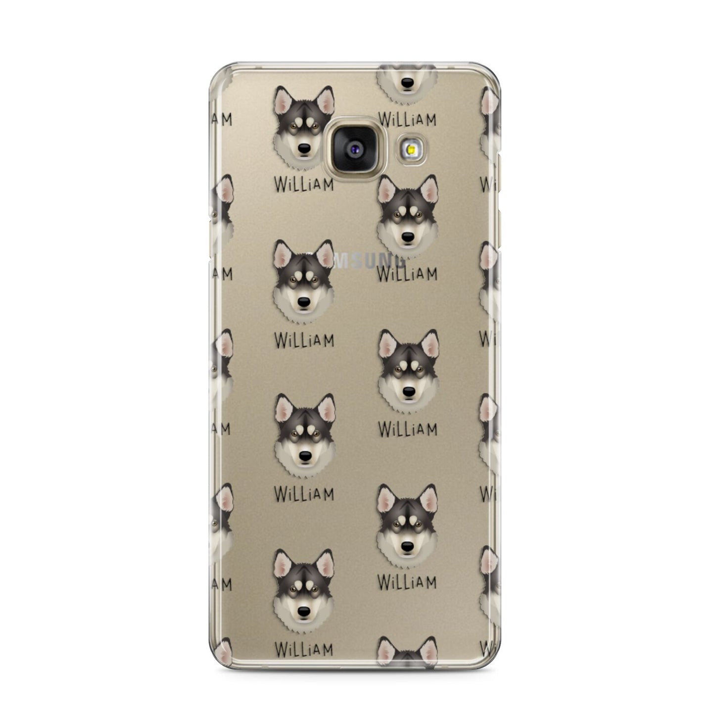 Tamaskan Icon with Name Samsung Galaxy A3 2016 Case on gold phone