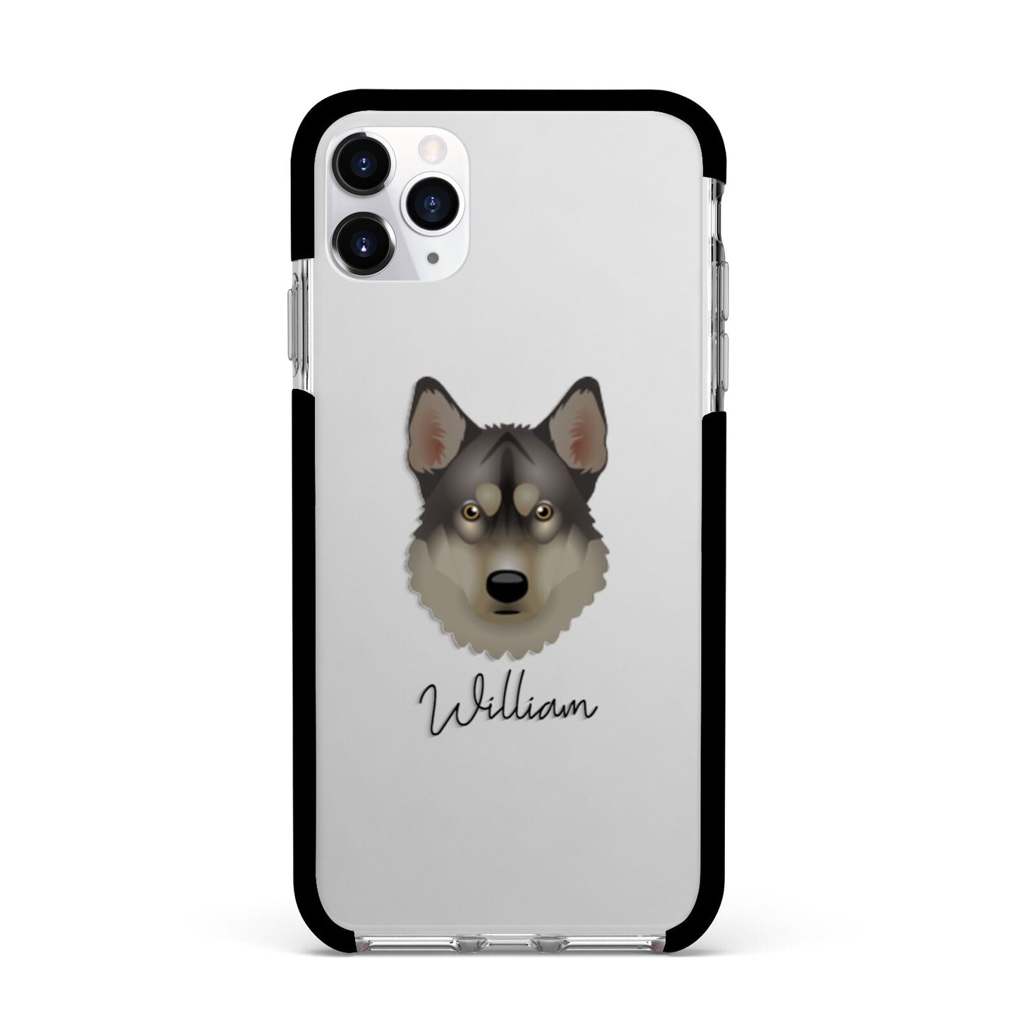 Tamaskan Personalised Apple iPhone 11 Pro Max in Silver with Black Impact Case
