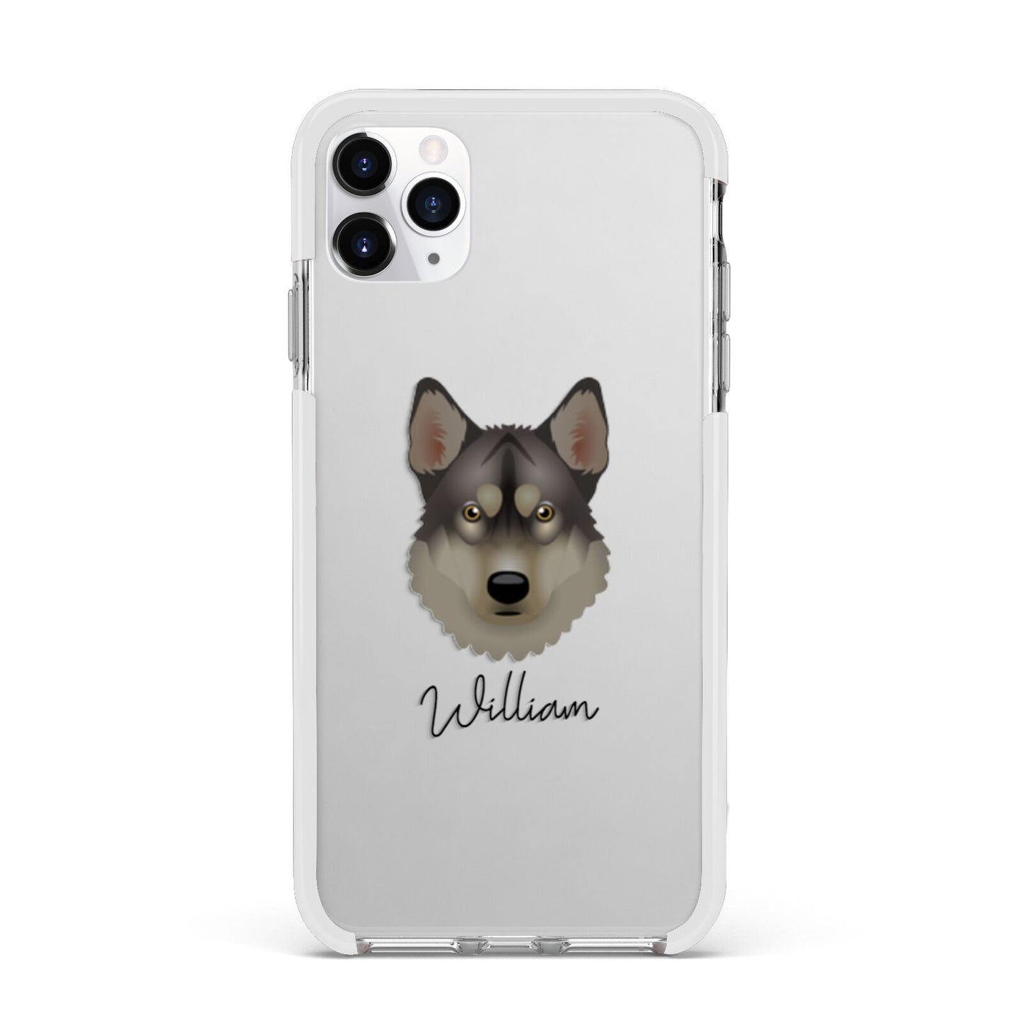 Tamaskan Personalised Apple iPhone 11 Pro Max in Silver with White Impact Case