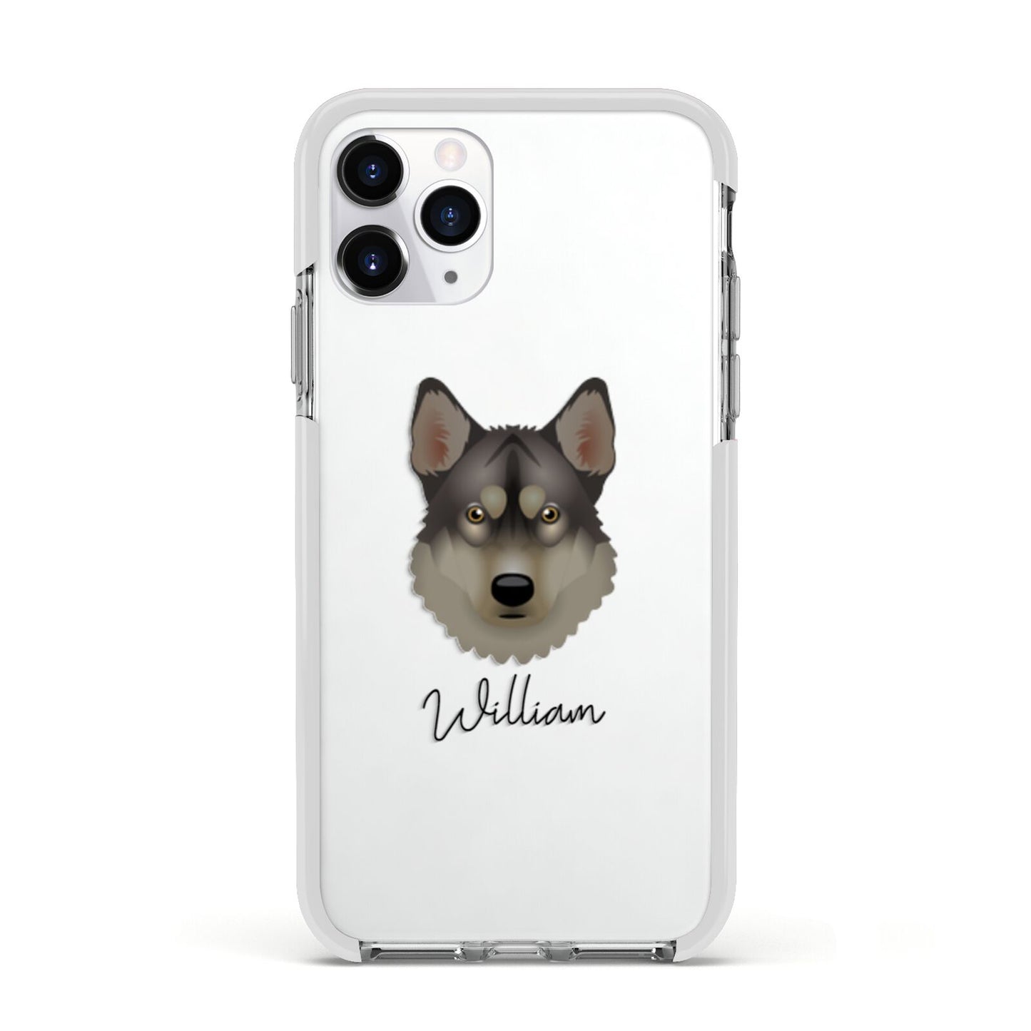 Tamaskan Personalised Apple iPhone 11 Pro in Silver with White Impact Case