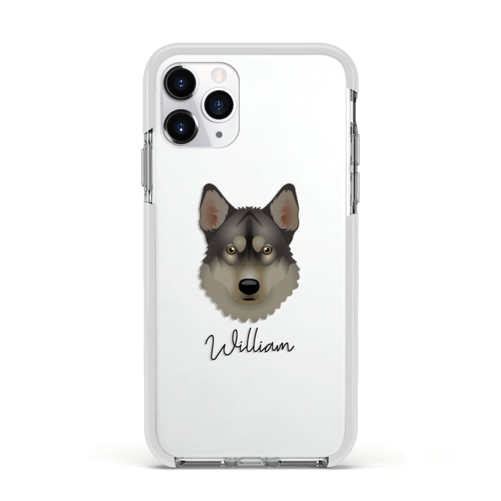 Tamaskan Personalised Apple iPhone 11 Pro in Silver with White Impact Case