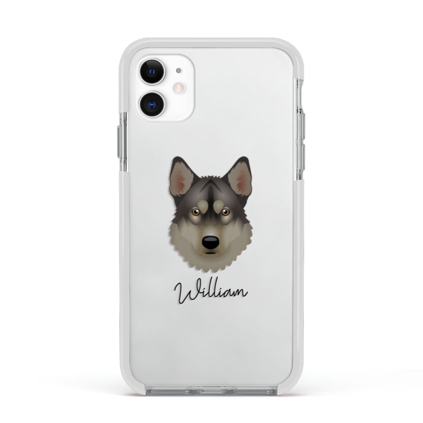 Tamaskan Personalised Apple iPhone 11 in White with White Impact Case