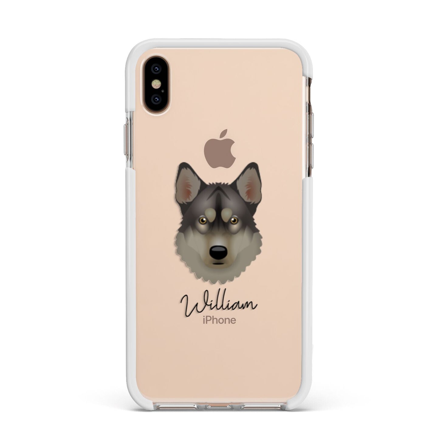 Tamaskan Personalised Apple iPhone Xs Max Impact Case White Edge on Gold Phone