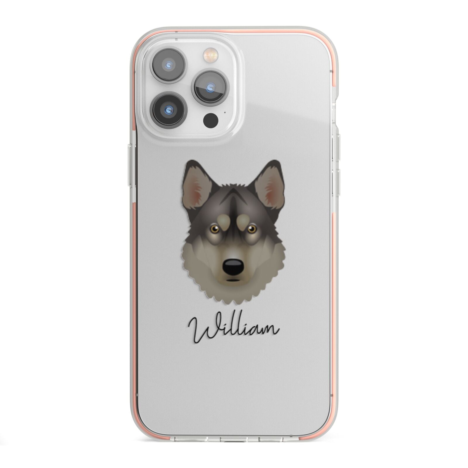 Tamaskan Personalised iPhone 13 Pro Max TPU Impact Case with Pink Edges