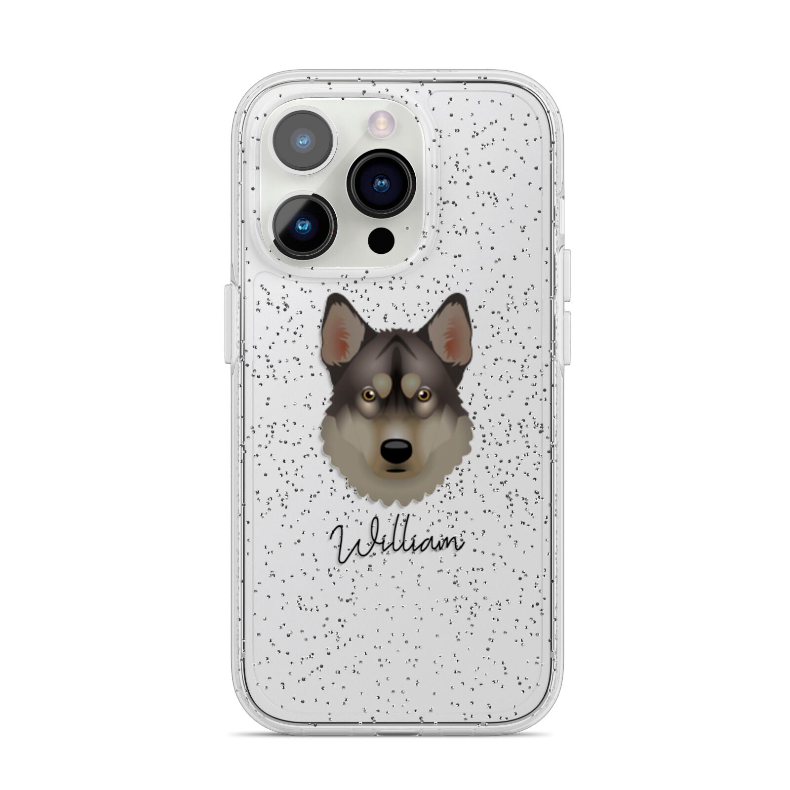 Tamaskan Personalised iPhone 14 Pro Glitter Tough Case Silver