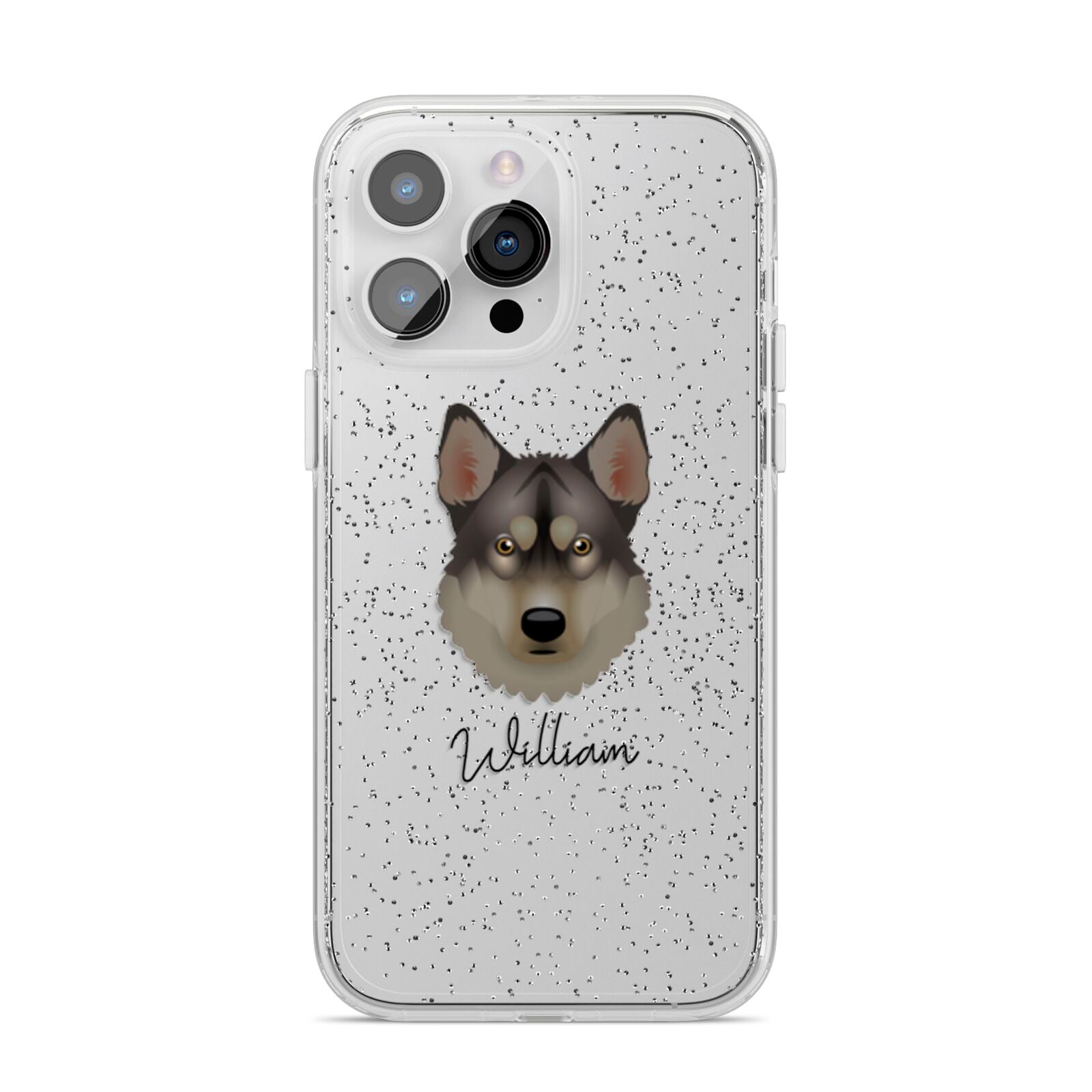 Tamaskan Personalised iPhone 14 Pro Max Glitter Tough Case Silver