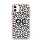 Tan Leopard Print Pattern Apple iPhone 11 in White with Pink Impact Case