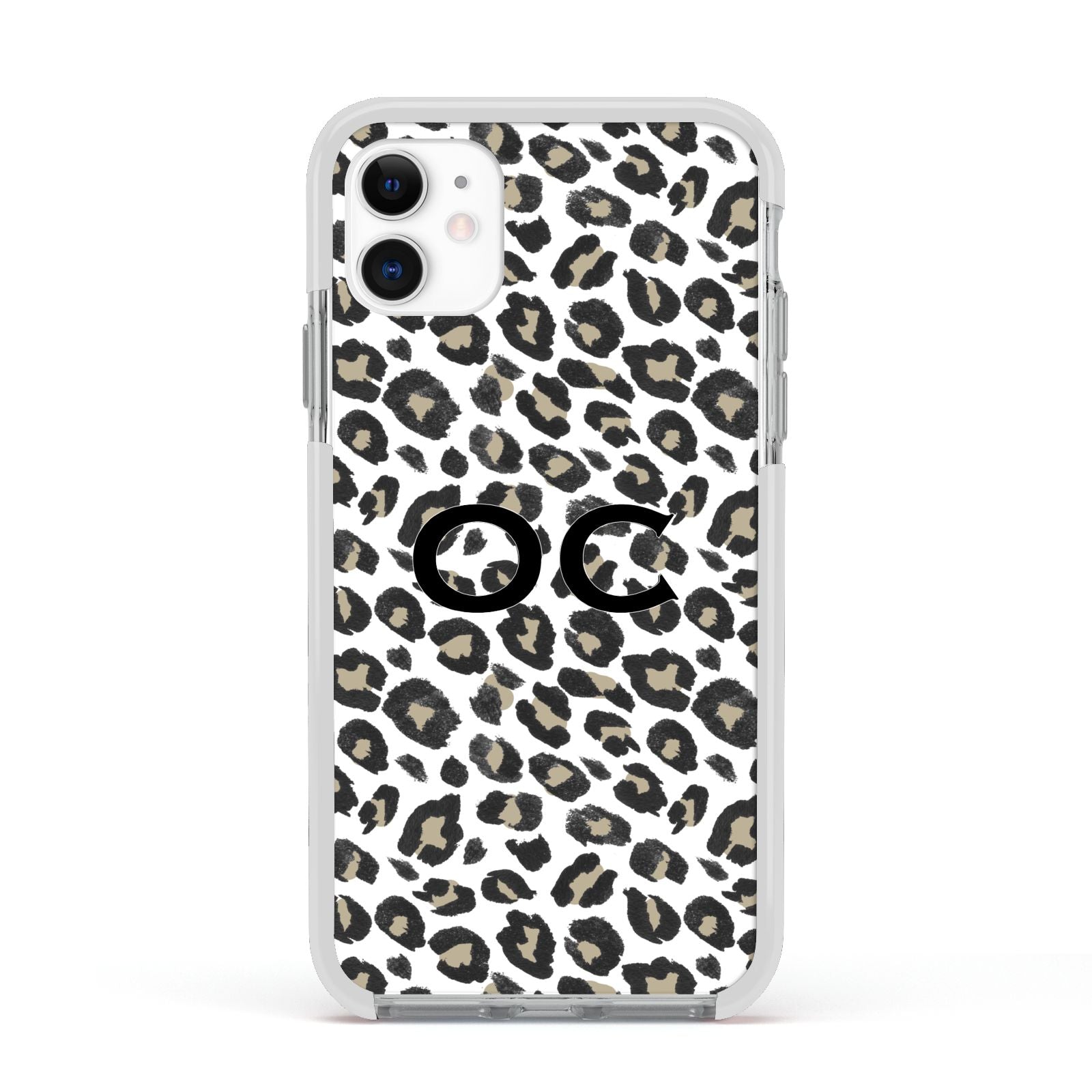 Tan Leopard Print Pattern Apple iPhone 11 in White with White Impact Case
