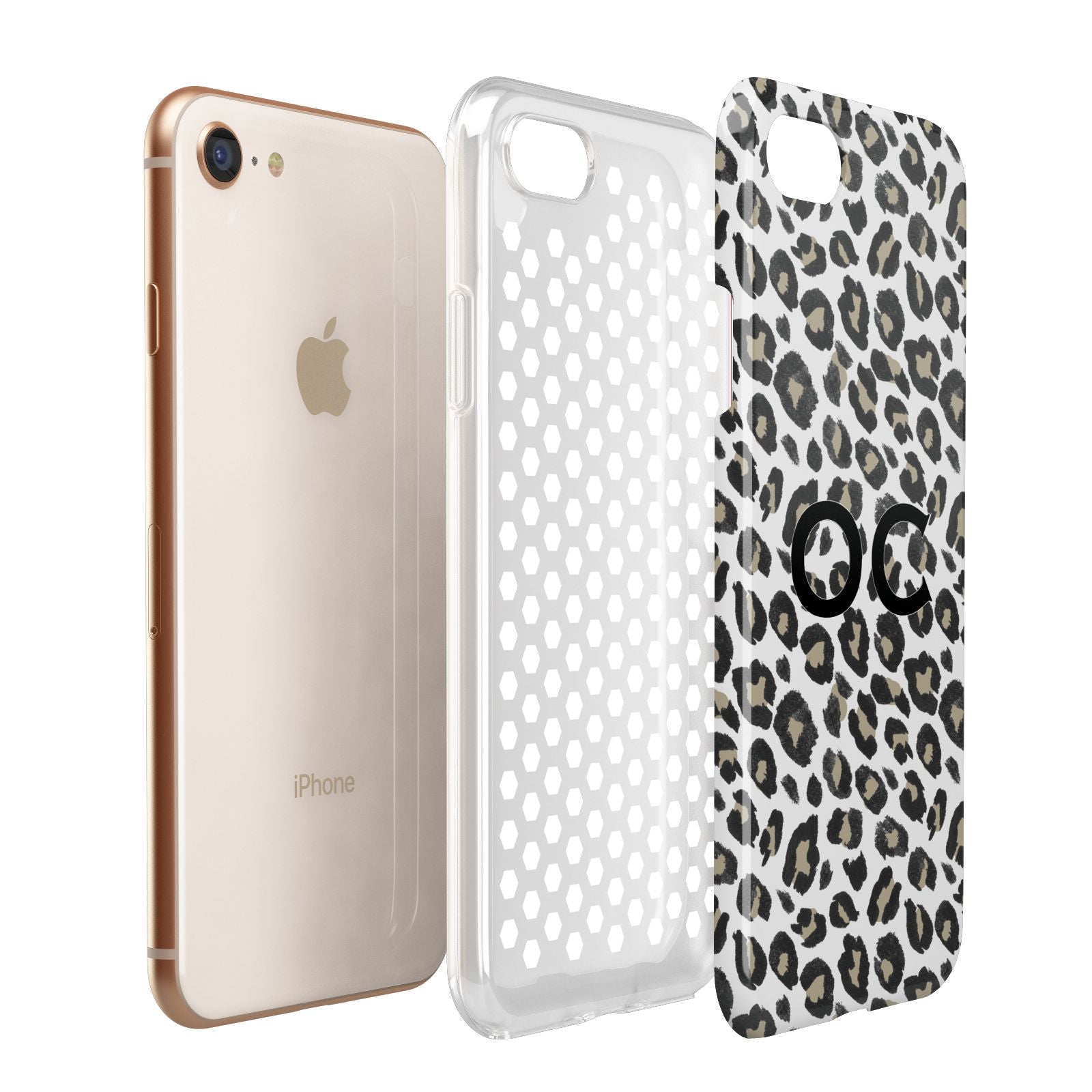 Tan Leopard Print Pattern Apple iPhone 7 8 3D Tough Case Expanded View