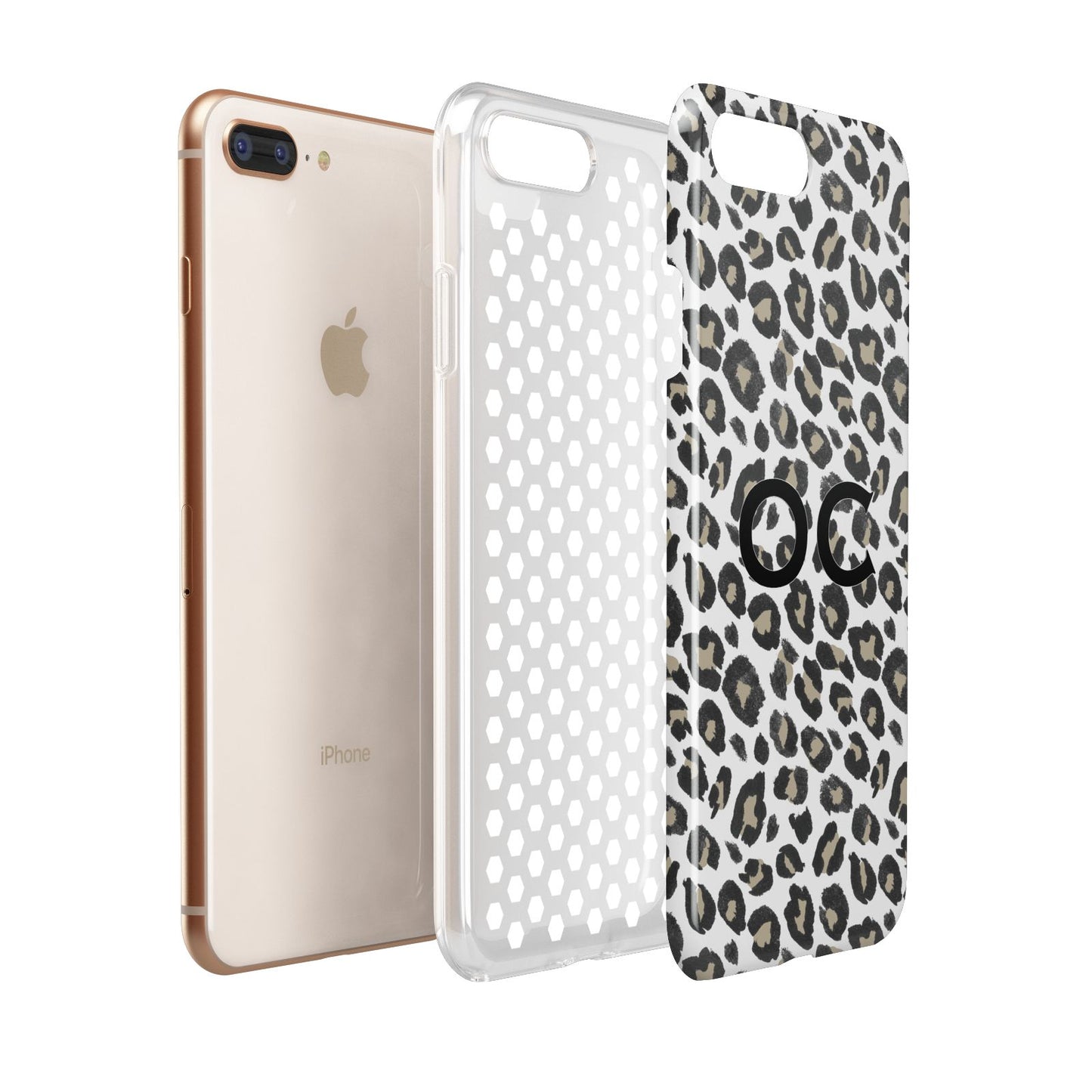 Tan Leopard Print Pattern Apple iPhone 7 8 Plus 3D Tough Case Expanded View