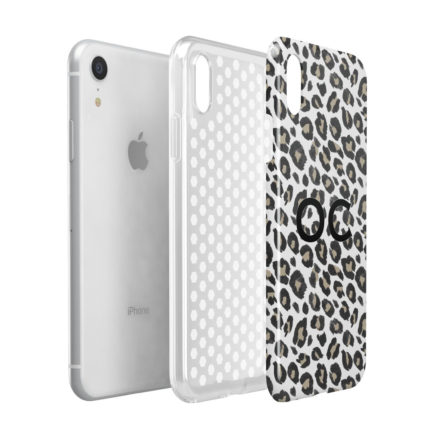 Tan Leopard Print Pattern Apple iPhone XR White 3D Tough Case Expanded view