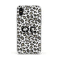 Tan Leopard Print Pattern Apple iPhone Xs Impact Case White Edge on Silver Phone