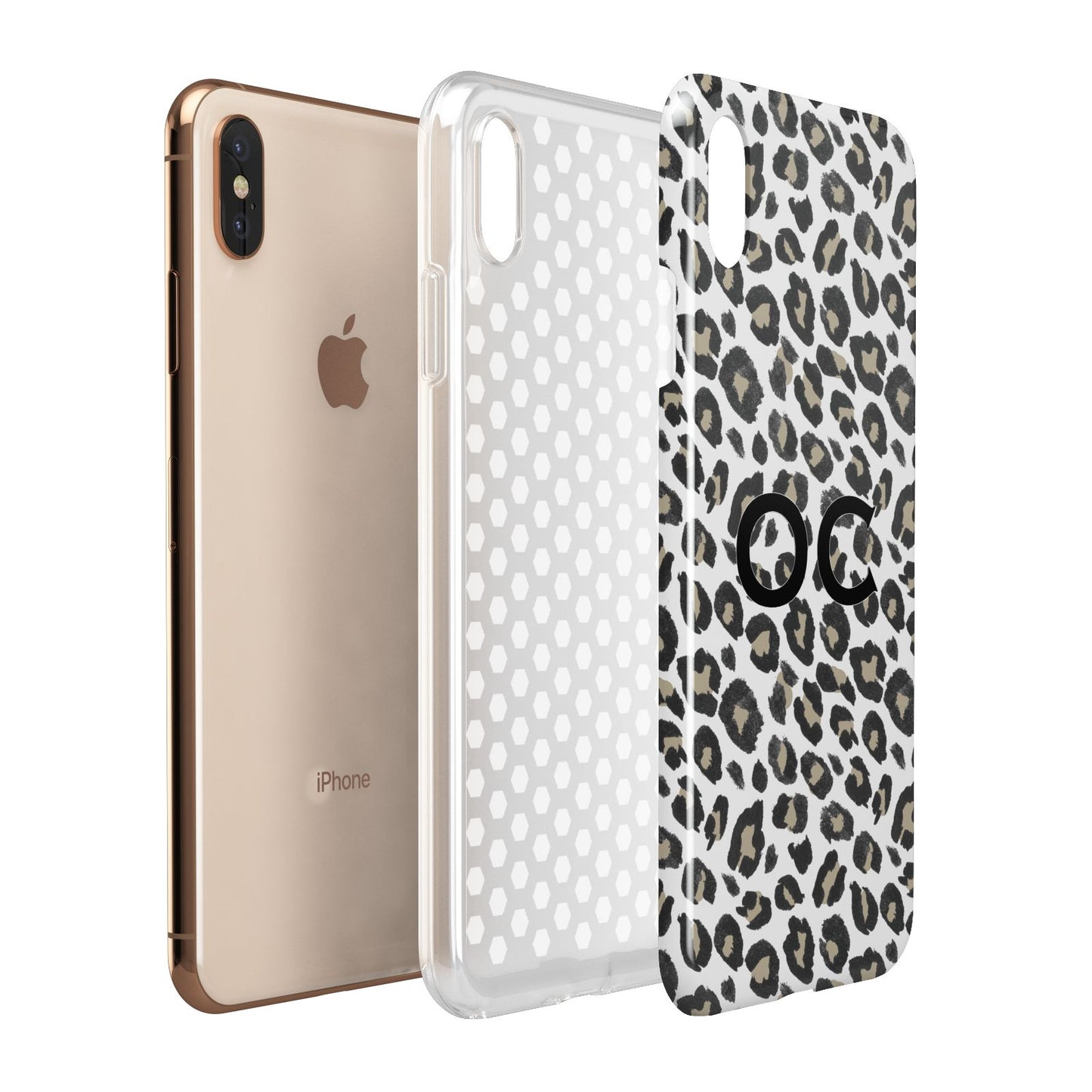 Tan Leopard Print Pattern Apple iPhone Xs Max 3D Tough Case Expanded View