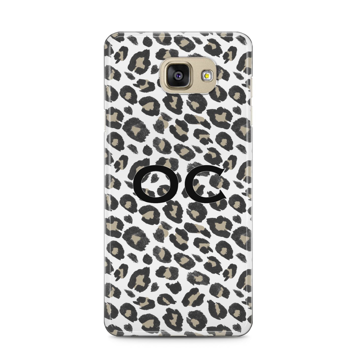 Tan Leopard Print Pattern Samsung Galaxy A5 2016 Case on gold phone