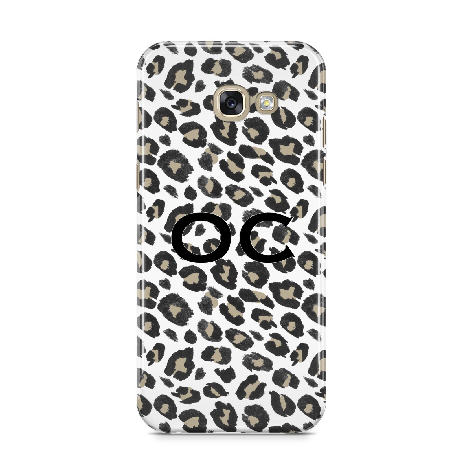 Tan Leopard Print Pattern Samsung Galaxy A5 2017 Case on gold phone