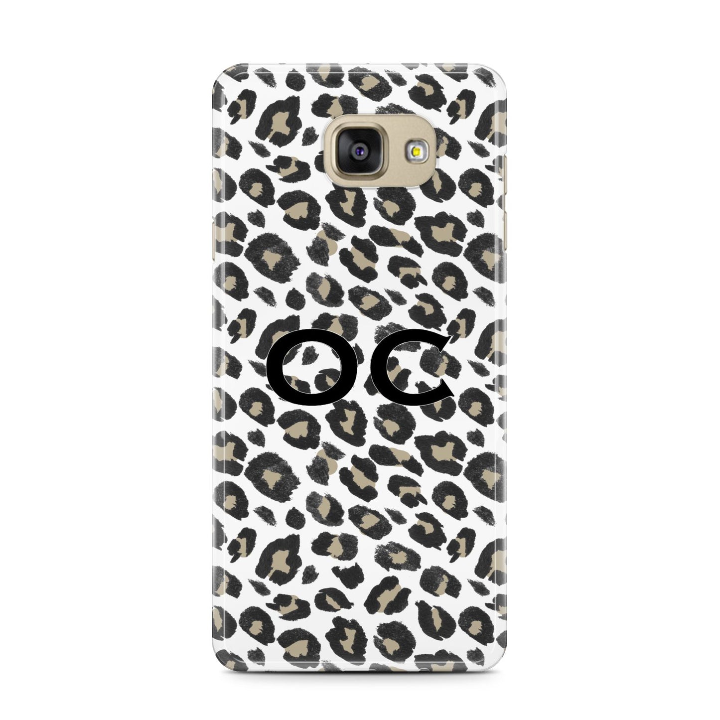 Tan Leopard Print Pattern Samsung Galaxy A7 2016 Case on gold phone