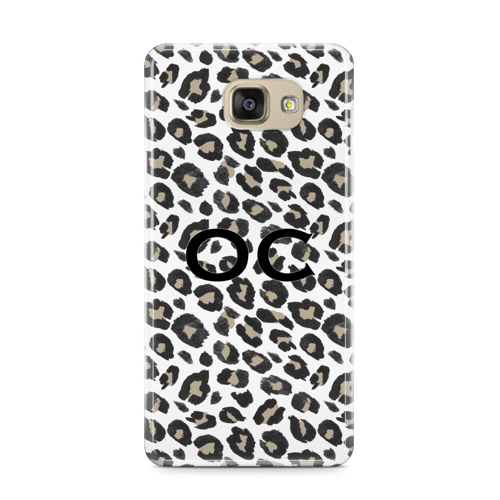 Tan Leopard Print Pattern Samsung Galaxy A9 2016 Case on gold phone