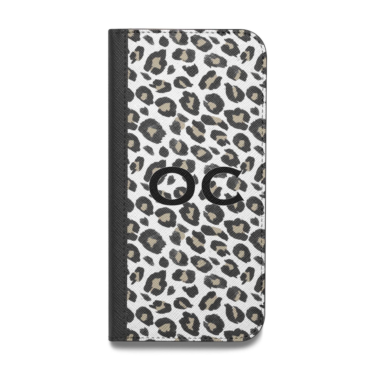 Tan Leopard Print Pattern Vegan Leather Flip Samsung Case