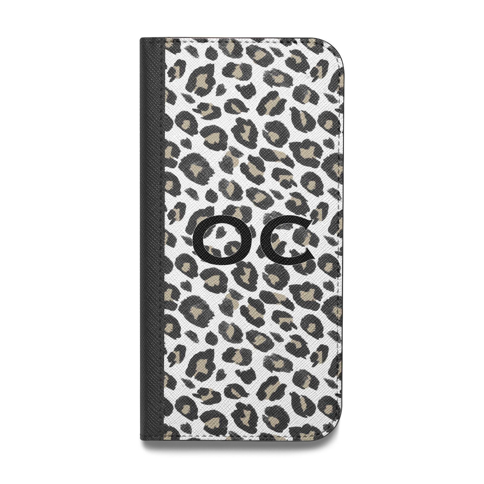 Tan Leopard Print Pattern Vegan Leather Flip Samsung Case