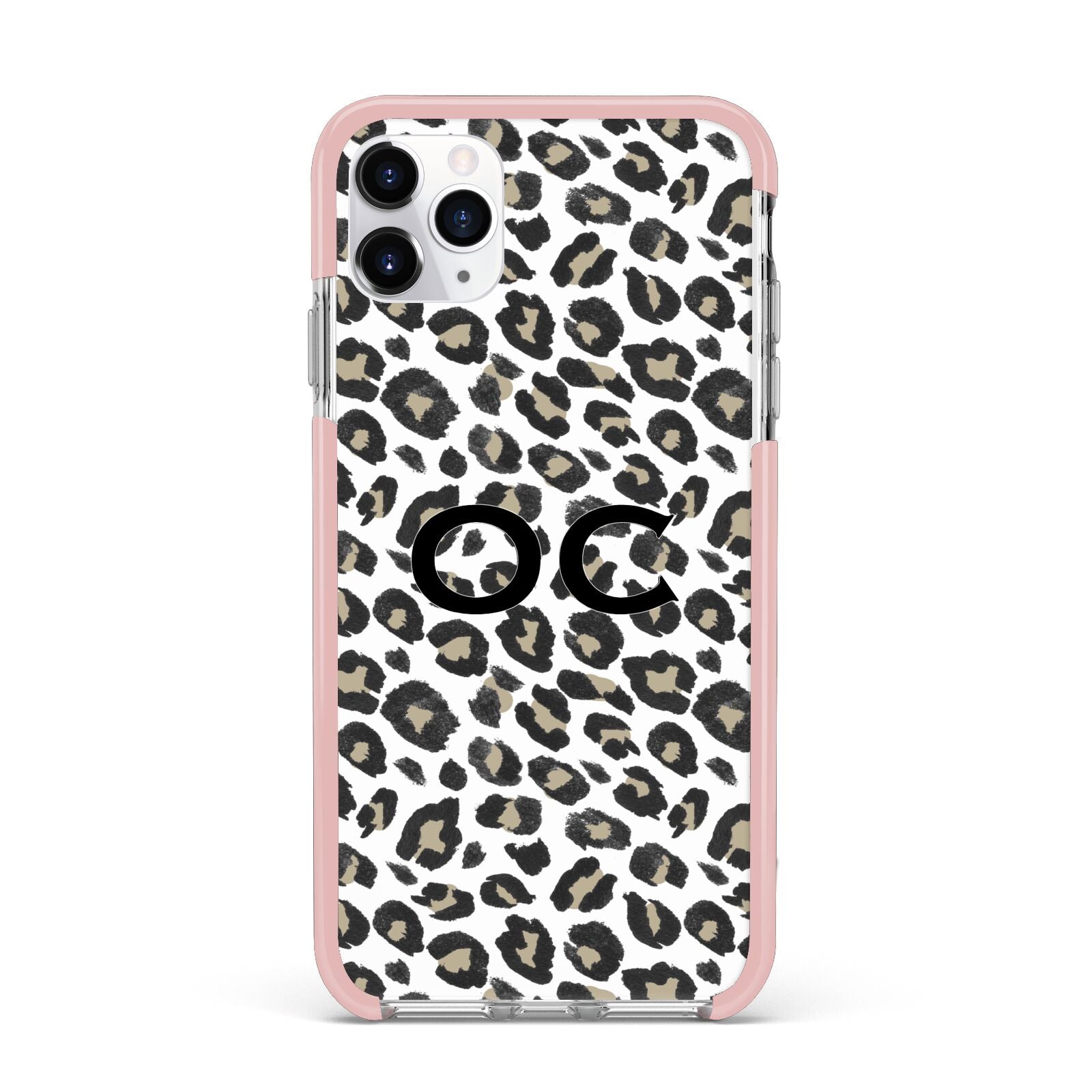 Tan Leopard Print Pattern iPhone 11 Pro Max Impact Pink Edge Case