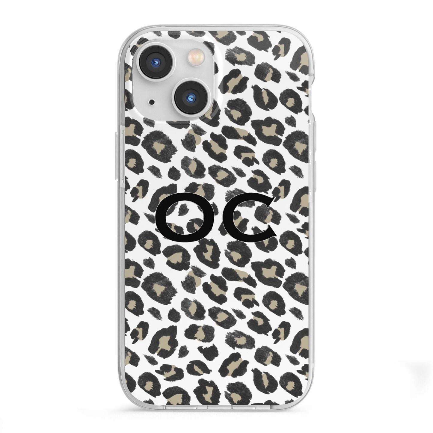 Tan Leopard Print Pattern iPhone 13 Mini TPU Impact Case with White Edges