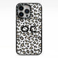Tan Leopard Print Pattern iPhone 13 Pro Black Impact Case on Silver phone