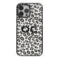 Tan Leopard Print Pattern iPhone 13 Pro Max Black Impact Case on Silver phone