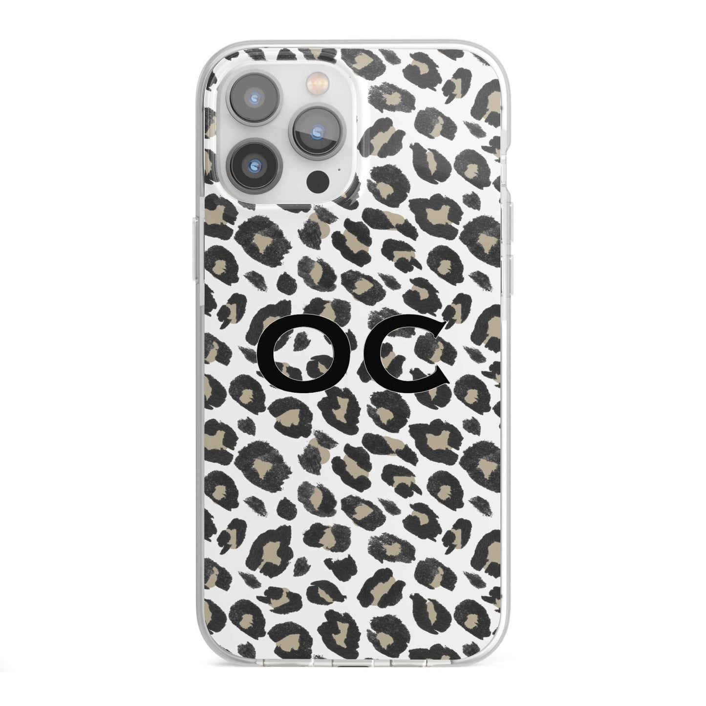 Tan Leopard Print Pattern iPhone 13 Pro Max TPU Impact Case with White Edges