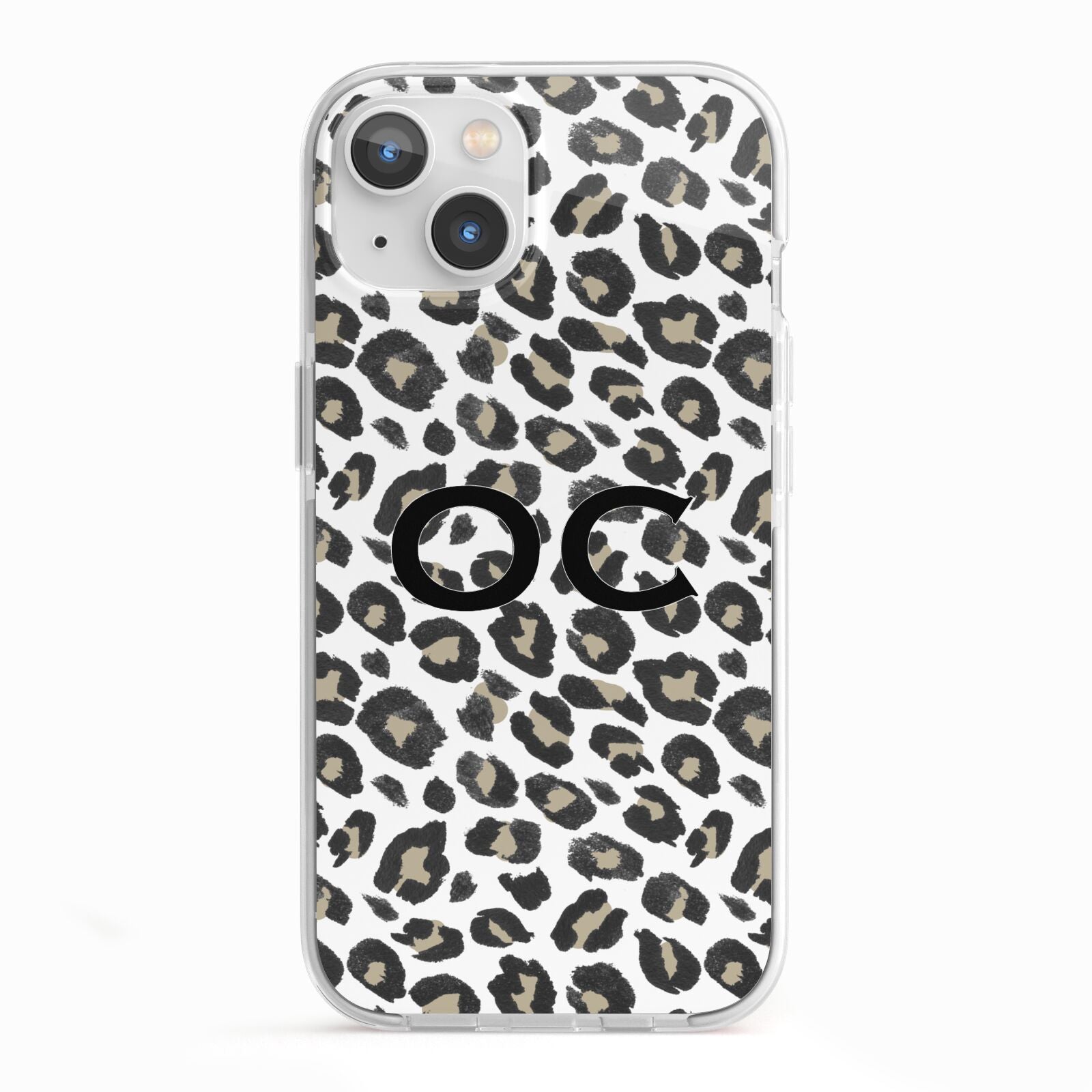 Tan Leopard Print Pattern iPhone 13 TPU Impact Case with White Edges