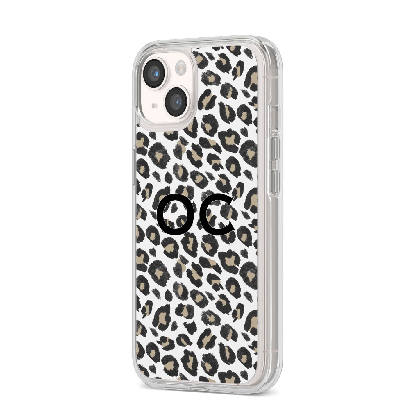 Tan Leopard Print Pattern iPhone 14 Clear Tough Case Starlight Angled Image