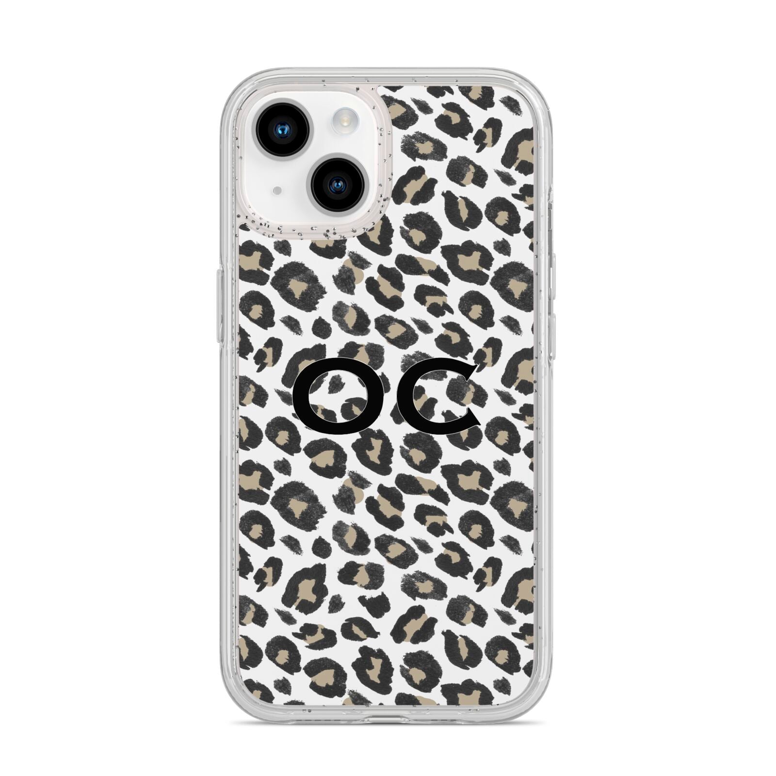 Tan Leopard Print Pattern iPhone 14 Glitter Tough Case Starlight