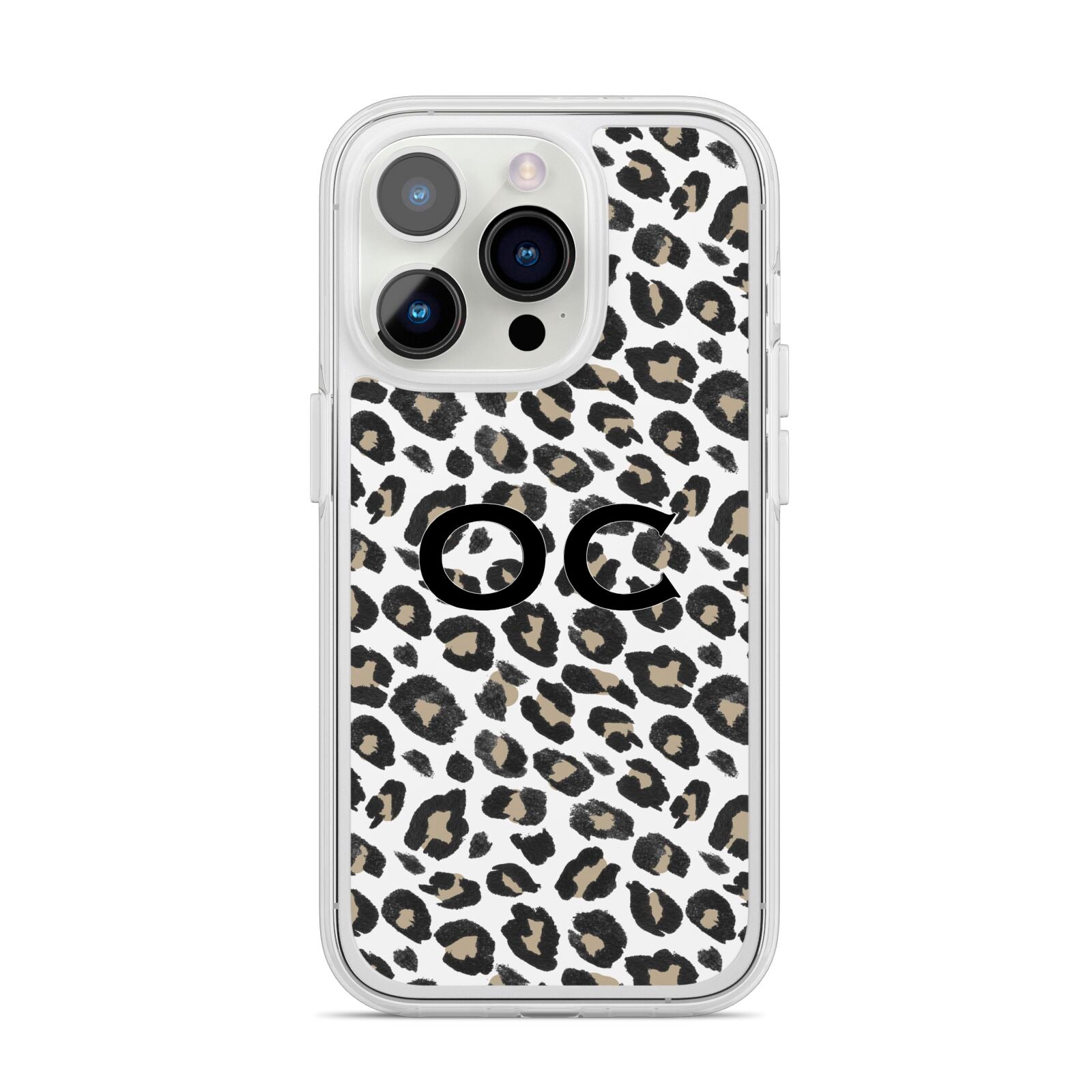 Tan Leopard Print Pattern iPhone 14 Pro Clear Tough Case Silver