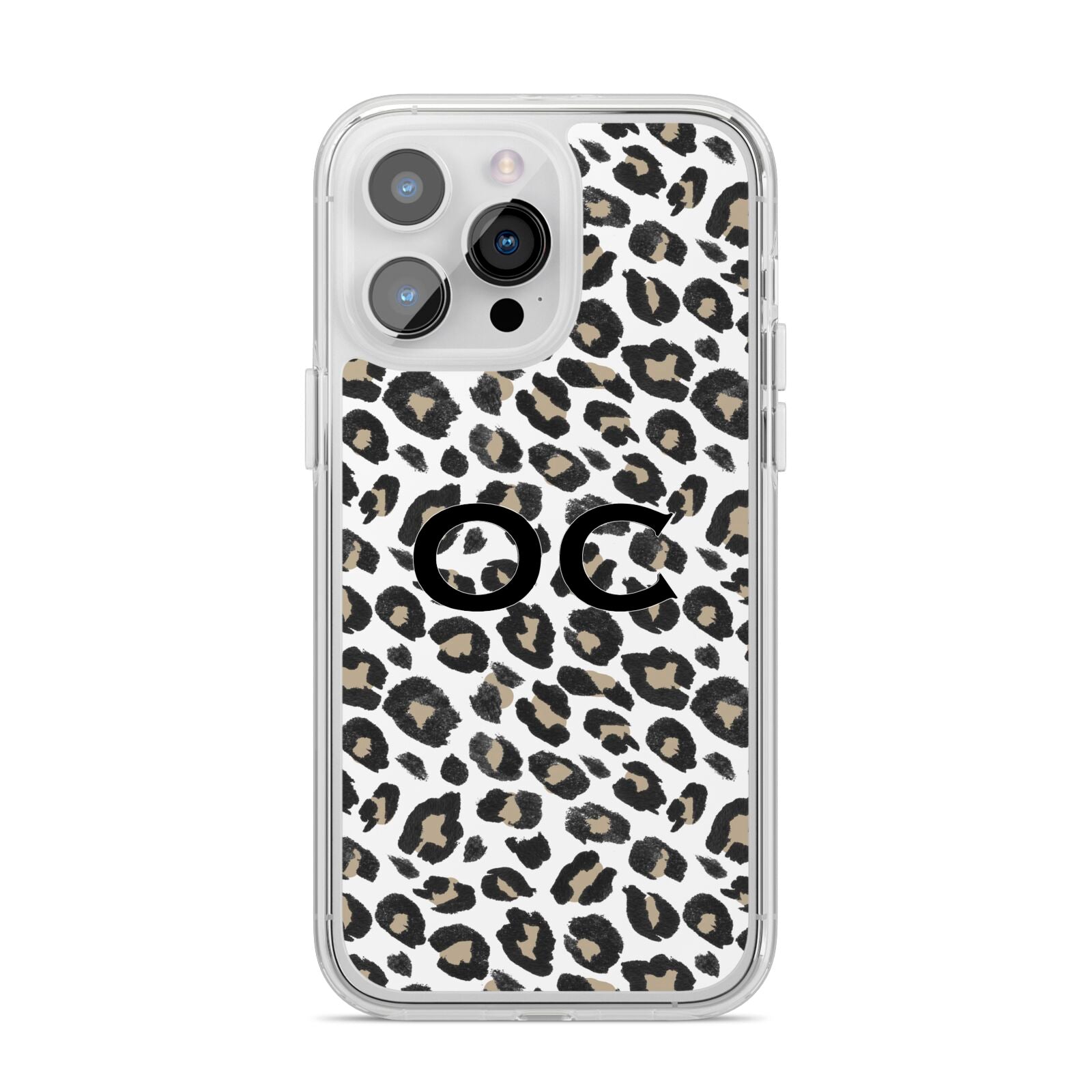 Tan Leopard Print Pattern iPhone 14 Pro Max Clear Tough Case Silver