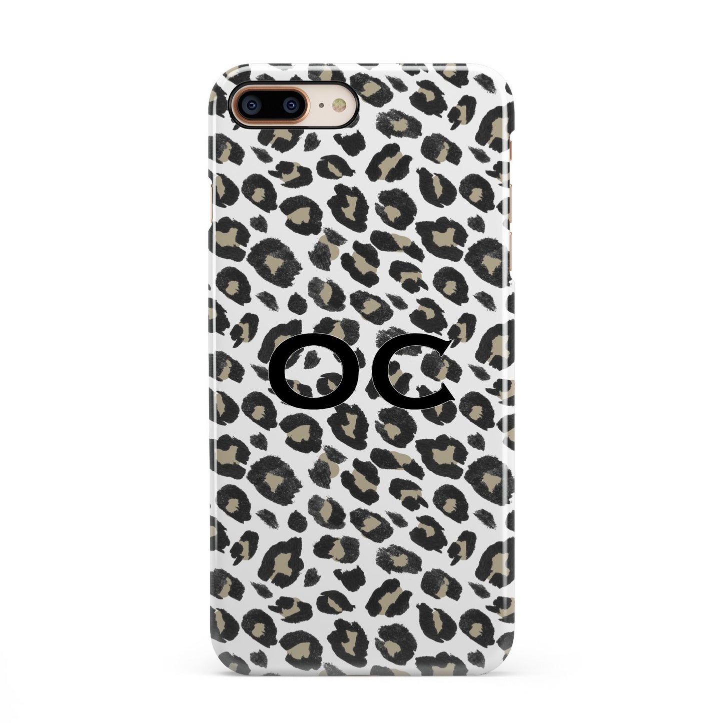 Tan Leopard Print Pattern iPhone 8 Plus 3D Snap Case on Gold Phone