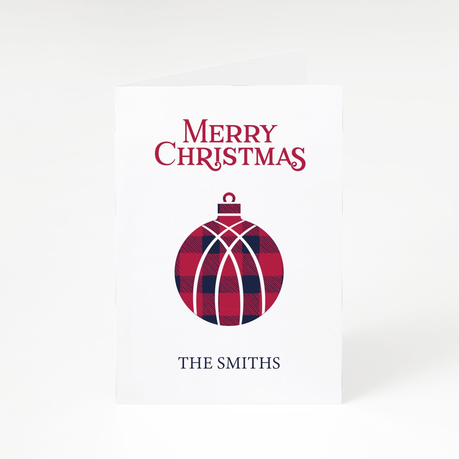 Tartan Christmas Bauble Personalised A5 Greetings Card
