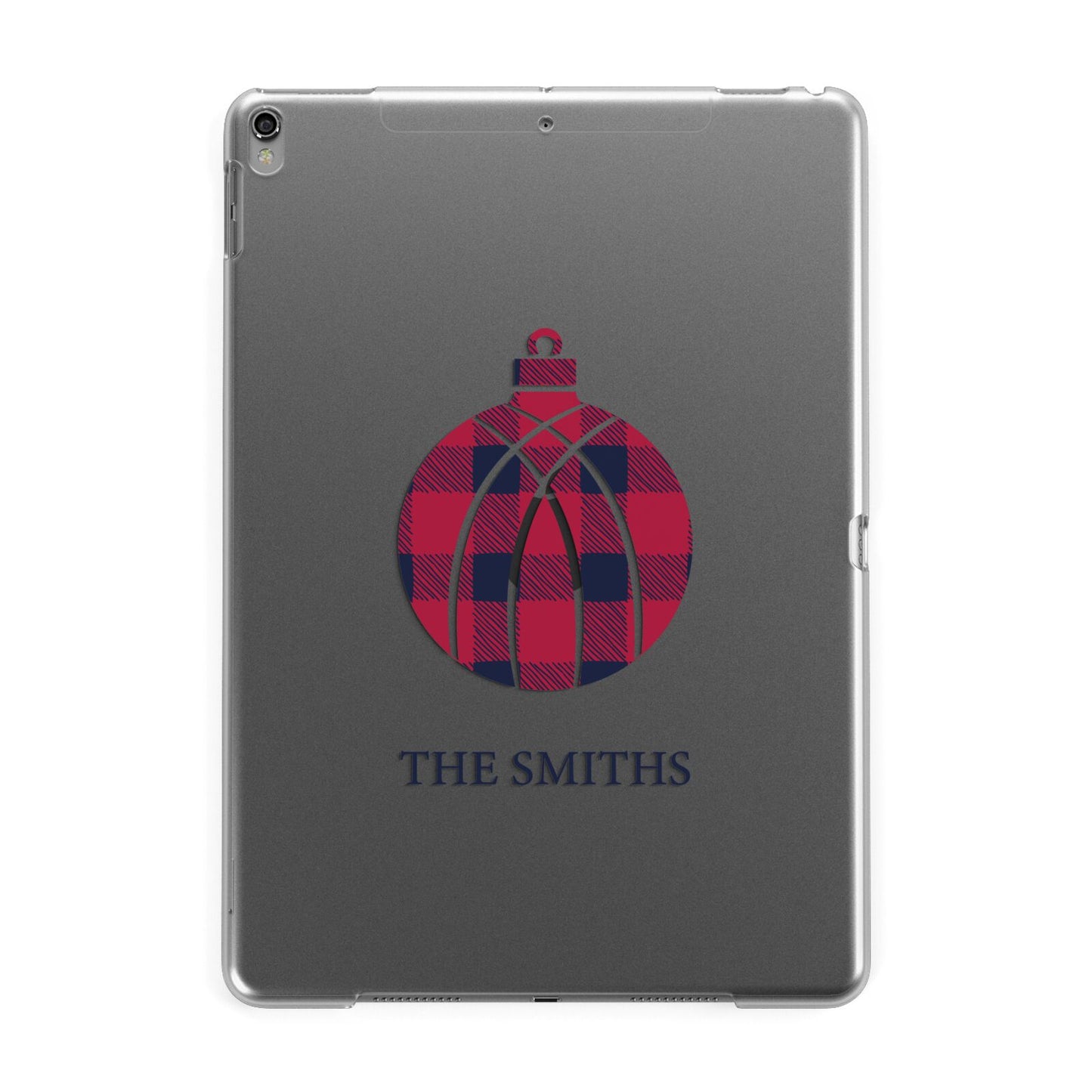 Tartan Christmas Bauble Personalised Apple iPad Grey Case