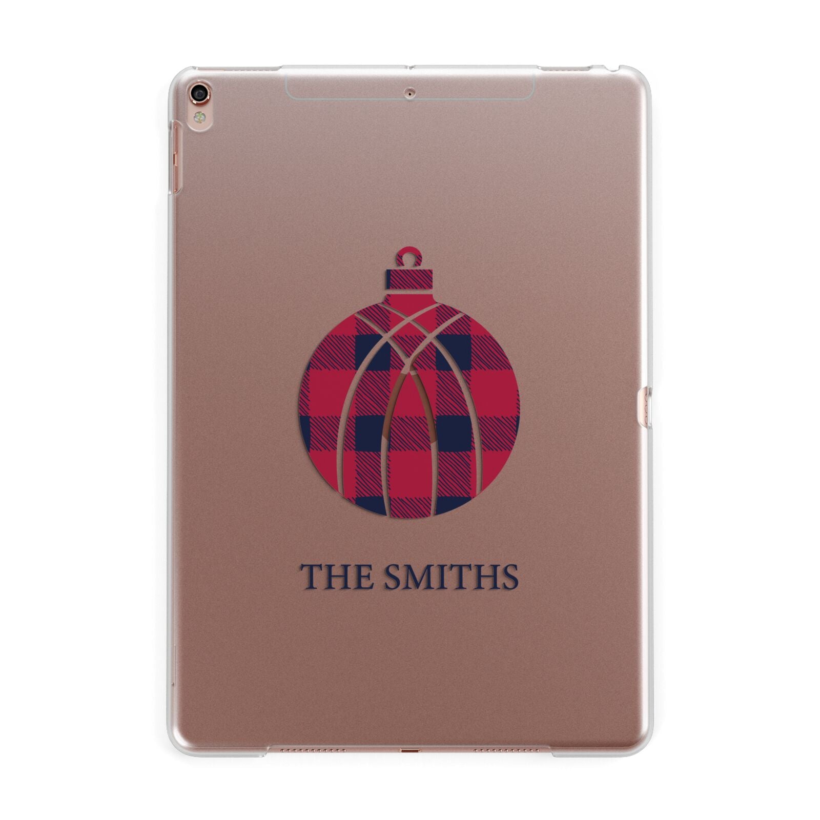 Tartan Christmas Bauble Personalised Apple iPad Rose Gold Case