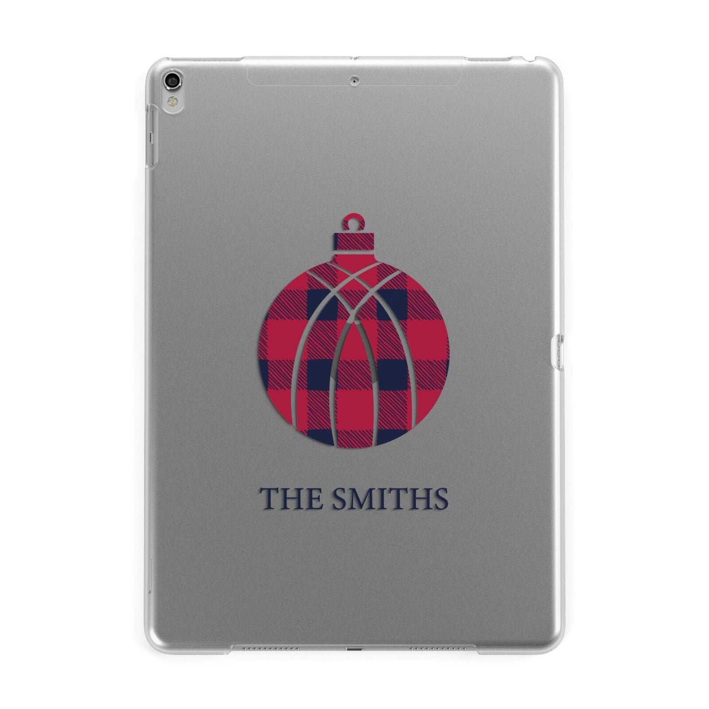 Tartan Christmas Bauble Personalised Apple iPad Silver Case