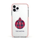 Tartan Christmas Bauble Personalised Apple iPhone 11 Pro in Silver with Pink Impact Case