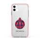 Tartan Christmas Bauble Personalised Apple iPhone 11 in White with Pink Impact Case