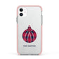 Tartan Christmas Bauble Personalised Apple iPhone 11 in White with Pink Impact Case