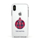 Tartan Christmas Bauble Personalised Apple iPhone Xs Impact Case White Edge on Silver Phone