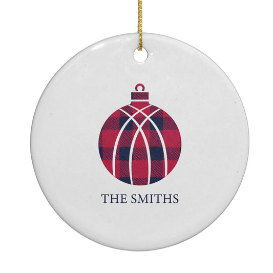 Tartan Christmas Bauble Personalised Circle Decoration