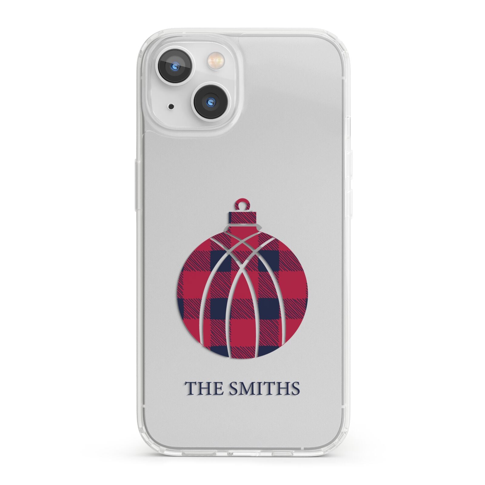 Tartan Christmas Bauble Personalised iPhone 13 Clear Bumper Case
