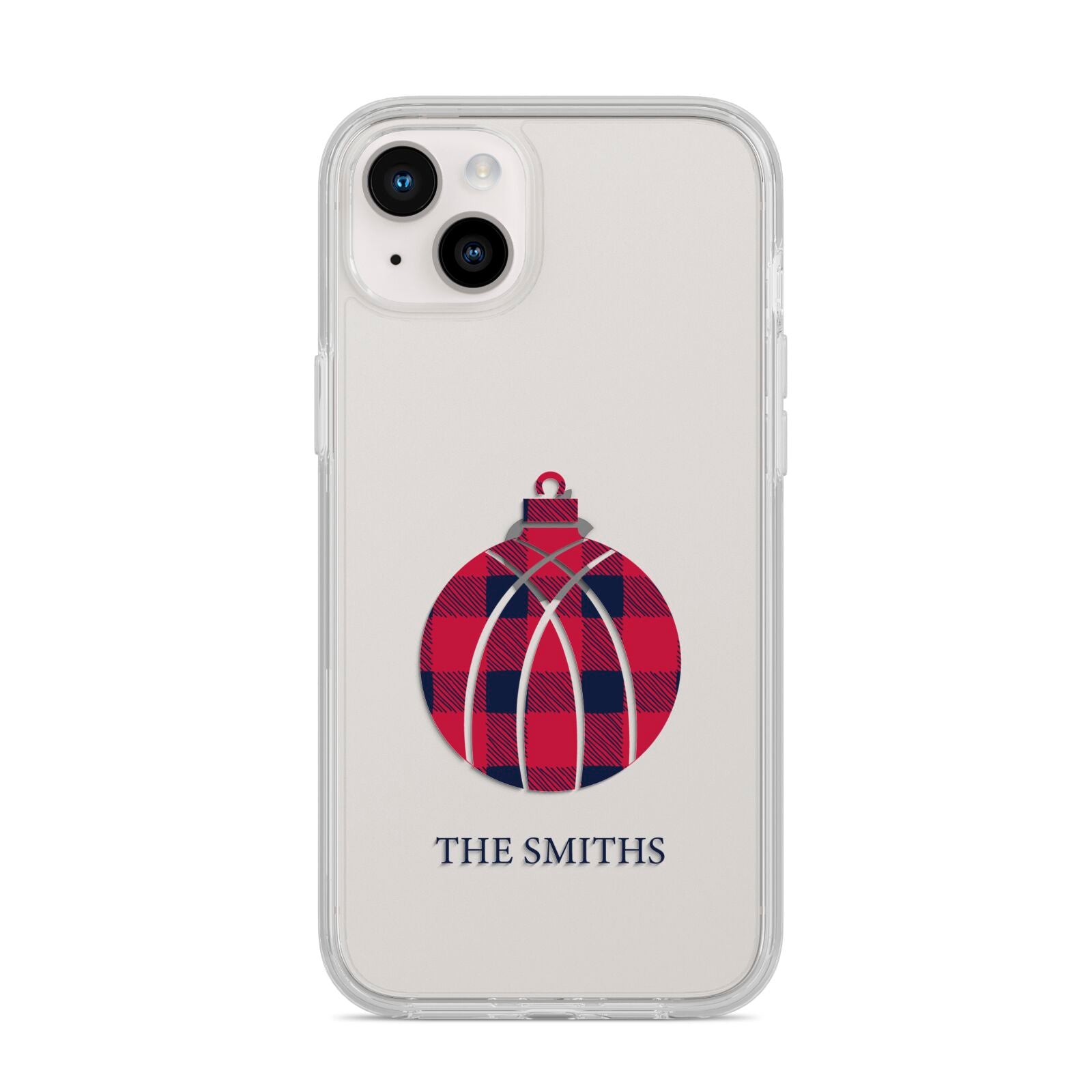 Tartan Christmas Bauble Personalised iPhone 14 Plus Clear Tough Case Starlight